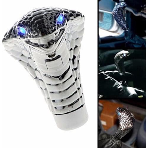 Car Gear Shift Shifter Knob Lever Handle Head Manual Cobra Chrome Universal LED Glasses Snake Four Flash Mode 1Set 2 Color