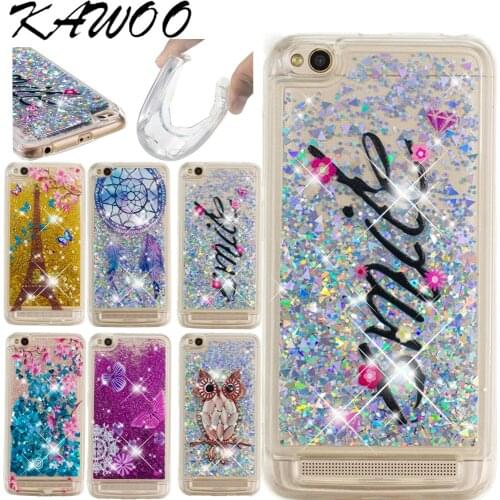 Butterfly Patterned Clear Bling Liquid Sparkly Quicksand Soft Case For Redmi 5 Plus 4A 4X Owl Tower Printed Silicone Coque Capa