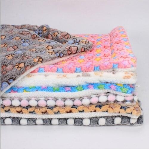 Footprint Dog Bed Soft Fleece Pad Pet Blanket Bed Mat For Puppy Dog Cat Sofa Cushion Home Pet Beds Mats
