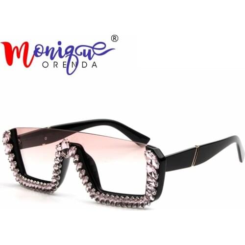 Square Luxury Sunglasses women Brand Designer Ladies Oversized Crystal Sunglasses Men Big Frame eyeglasses For Female UV400
