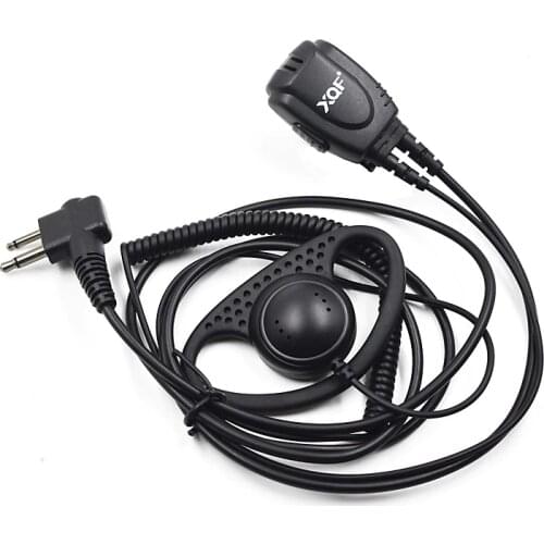 XQF 2 Pin Security Guard Clip Ear Earpiece Headset Mic PTT for Motorola Walkie Talkie GP300 GP3688 CP200 Portable Radio DP1400