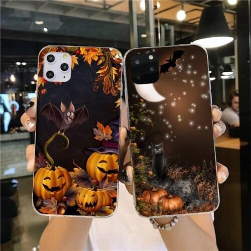 YJZFDYRM Funny Halloween black Phone Case Hull for iPhone 11 pro XS MAX 8 7 6 6S Plus X 5S SE 2020 XR cover
