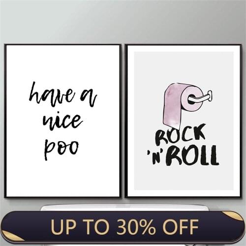 Funny Toilet Poster Bathroom Wall Art Prints Rock and Roll Minimalism Canvas Painting Quote Have a nice poo WC Sign Home Decor