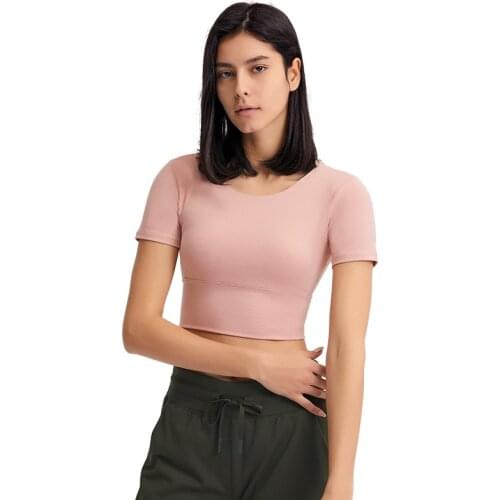 Womens T-shirt for Fitness Crop Top Breathable Anti-sweat Yoga Top for Women Gym Clothing Top Sportswear Trainning Yoga Shirt