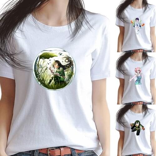 Anime My Hero Academia Boku No Hero T Shirt For Women Figurine Katsuki Bakugou Ochaco Uraraka Tsuyu Asui T-shirt Girls COSPLAY