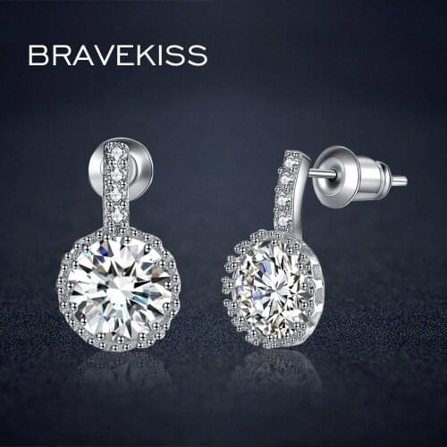 BRAVEKISS small round crystal stud earrings for women ear piercing crown earrings cubic zirconia mujer oorbellen trendy BUE0102
