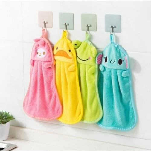 1PC Kitchen Hand Towels Absorbent Coral Velvet Cloth Hanging Towel Easy Clean Cute Animal Kitchen Bathroom Absorbent Dishcloth