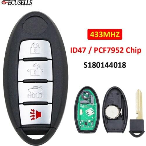 3+1/4 Button Remote Car Key 433mhz for Nissan Altima Maxima 2013 2014 2015 ID47 PCF7952 Chip Continental S180144018