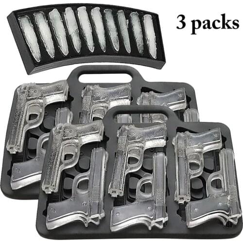3PCS DIY Ice Cube Mold Gun Bullet Shape Ice Cube Tray Fruit Ice Cream Maker Kitchen Bar Drinking Accessories