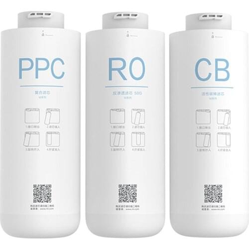 3pcs PPC Composite/RO Reverse Osmosis/CB Rear Activated Carbon Filter Element Replacements for Xiaomi Water Purifier C1 parts
