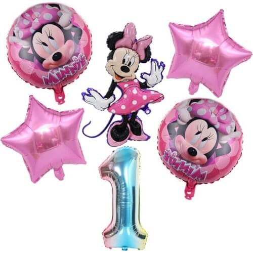 6pc/set Disney Minnie mouse Mickey mouse Baby Shower Party Decorations Birthday Party Decorations Kids Toys Ballon Supplies Set