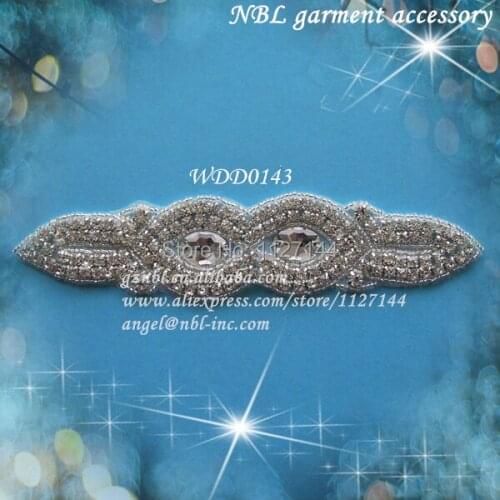 Crystal beaded rhinestone applique for wedding evening dress iron on WDD0143
