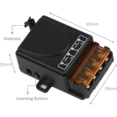 433MHz Wireless Universal Remote Control AC220V 30A 1CH rf Relay Receiver and Transmitter for LED light/Motor/Pump/Farm/Wireless