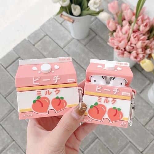 Sweet Peach Milk Bottle Headset Cover for Airpods Pro Kawaii Wireless Earphone Case Accessories for Airpods 12 Box