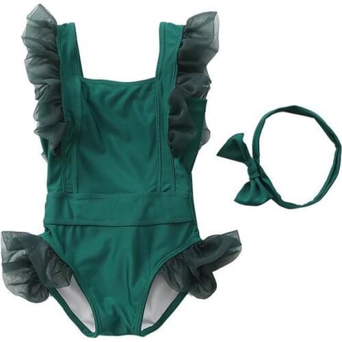 Children Swimsuit Girl One-piece Backless Baby Princess Gauze Lace Kids Swimwear Swiming Clothes Toddler