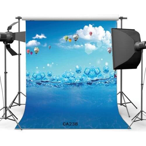5x7ft Photography Backdrop Seaside Hot Air Balloon Toddlers Portraits Background