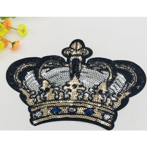 Crown Sequins Embroidery Patch Sew On Iron On DIY Bling Crown Embroidered Applique for Decoration Clothing Accessory Stickers