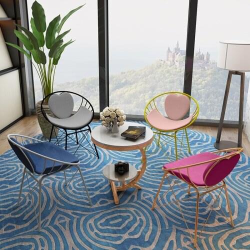 Wrought Iron Creative Heart-Shaped Chair Fashion Leisure Negotiation Table and Chair Combination Chairs Marble Coffee Tables