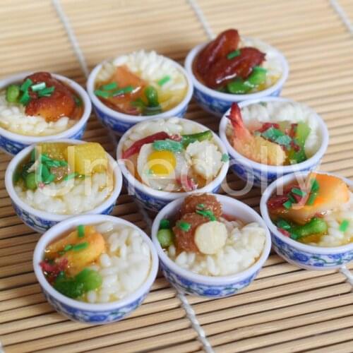 2PCS 1/6 Scale Miniature Dollhouse Bowl Rice Mini Chinese Cuisine for 1/6 Blyth Barbies Doll Food Kitchen Decor Accessories Toys