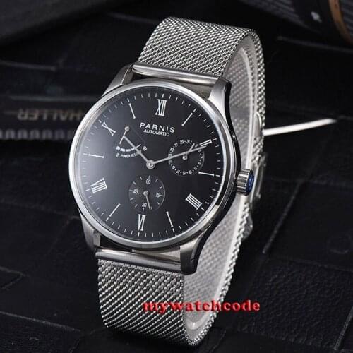 42mm parnis black dial power reserve ST1780 automatic movement mens watch P942
