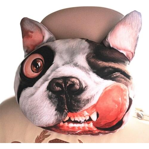 Cool 3D Printed SharPei Dog Face Car Neck Pillow Soft Auto Head Neck Rest Cushion Headrest Pillow Activated Carbon Seat Covers