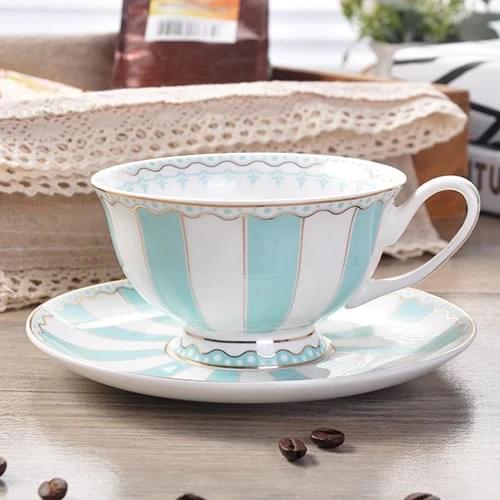 NOOLIM 200ml Europe Rainbow Bone China Coffee Cup Saucer Set Creative Ceramic Cup Advanced Porcelain Valentine Tea Cup