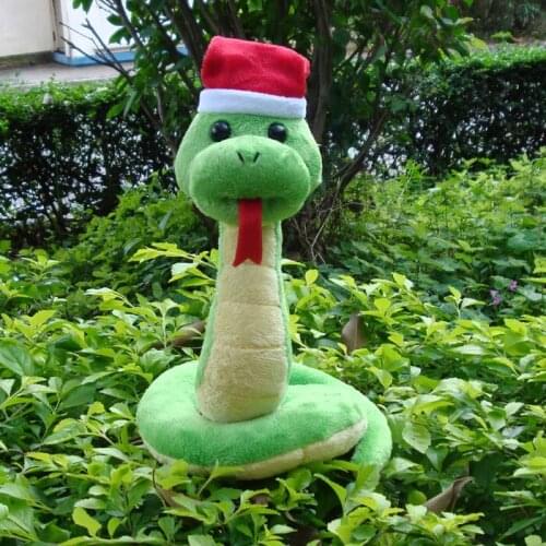 New green plush snake toy creative christmas snake toy gift about 21x14cm 0807