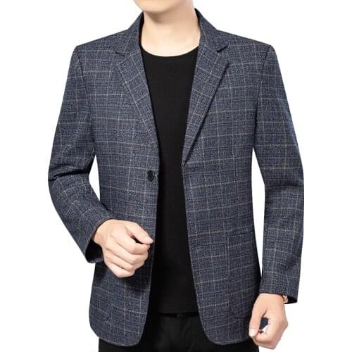 Brand Blazer Personality Wild Mens Suit Jacket High Quality Fashion Plaid Print Slim Blazer Coat Wedding Party Club Dress Male