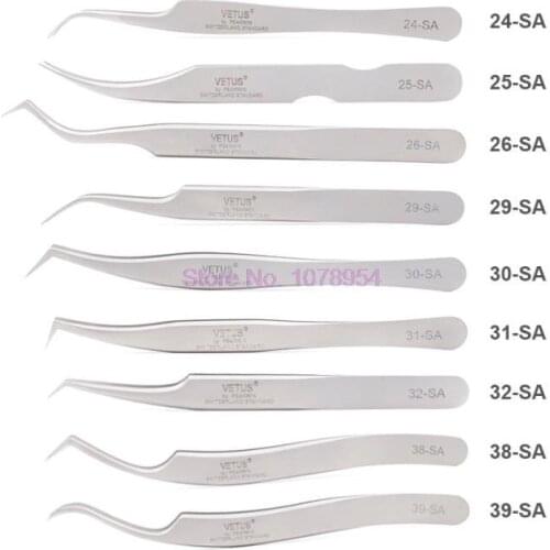 100pcs Vetus SA Fan Eyelash Tweezers Profissional For 3D/6D Volume Eyelash Extension Anti-static Lashes Tweezers Makeup Tools