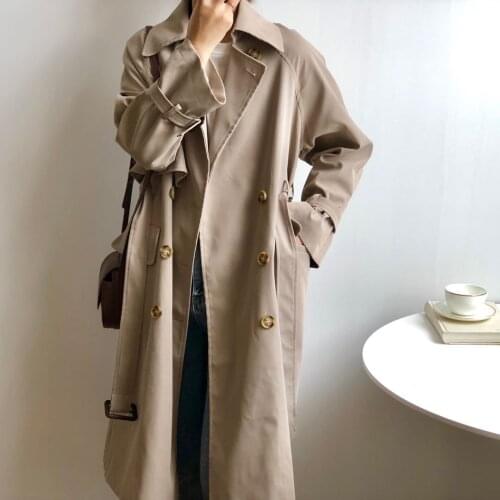 Women winter trench coat oversized jacket windbreaker