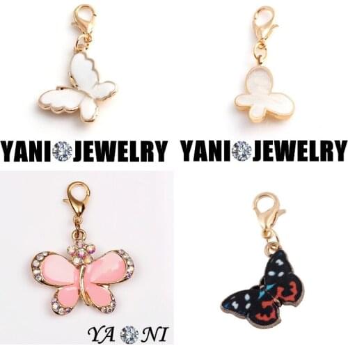 20pcs/lot Free Shipping Enamel White Colors Butterfly Charms Pendant Butterfly Floating Locket Charms For Memory Locket