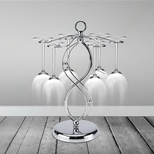 Hot Countertop Wine Glass Holder Freestanding Tabletop Stemware Storage Rack Wine Glass Rack Countertop with 6 Hooks