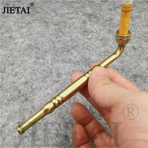 Portable Brass Smoking Pipes Straight Type Cigarette Holder Mouthpiece Smoking Accessories Husband Fathers Gift for Men