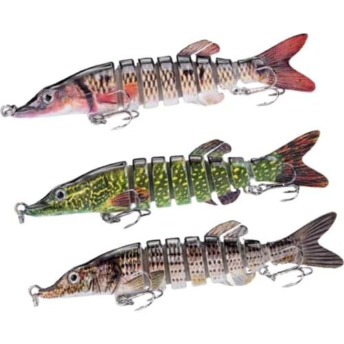 12.5cm 21g Hooks Multi Jointed 8 Segments Artificial Fishing Lure Fake Floating Bionic Minnow Swim Bait Hard Bait Fishing Tackle