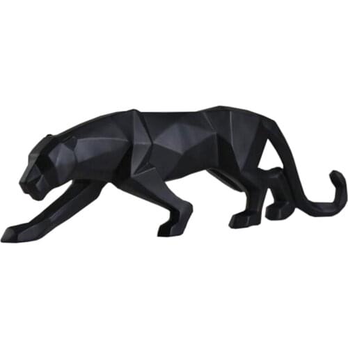 Modern Abstract Black Panther Sculpture Geometric Resin Leopard Statue Wildlife Decor Gift Craft Ornament Accessories Furnishing