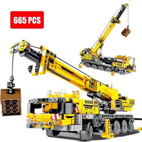 City Technic Series Mobile Crane Engineering Blocks Set Mini Figures Truck Model Building Blocks Toys For Boys Children Gifts
