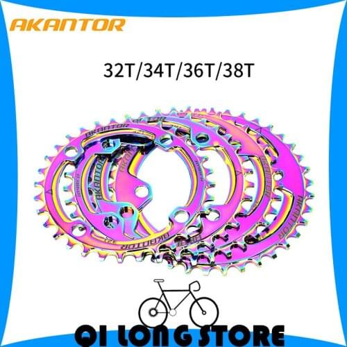 AKANTOR bicycle 104BCD Sprocket positive negative teeth colorful disc positive 32T 34T 36T 38T colorful disc nails chain wheel