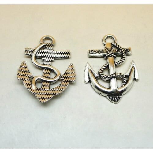 4PC 40x30mm Vintage Antique Anchor Charms For Necklace Bracelet Earring Keychain Men Trinket For DIY Jewelry Making Accessories