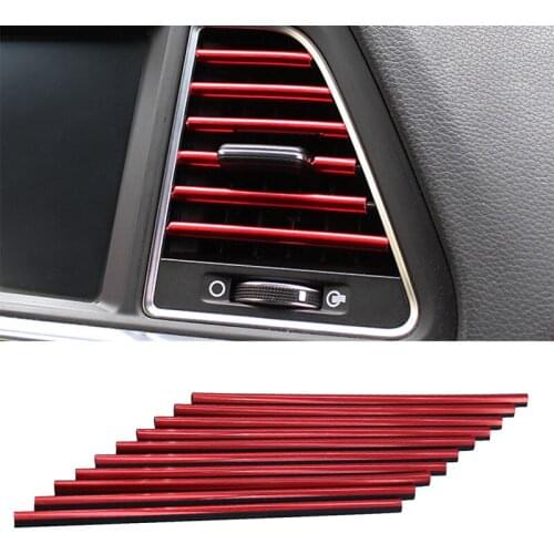 YOLU 10pcs/Set Car Air outlet trim strip Interior Air Vent Grille Switch Rim Trim Outlet Decoration Strip DIY Accessories