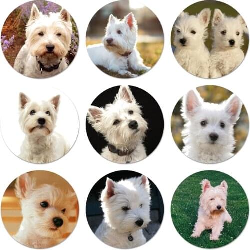 Westie Terrier Dog Puppy Highland Terrier Icons Pins Badge Decoration Brooches Metal Badges For Clothes Backpack Decoration