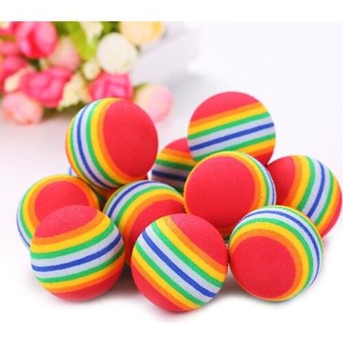 1Pcs Rainbow 3.5cm Pet Toys Ball Interactive Rattle Scratch Ball Training Balls Pet Toys Cat Dog Play Chewing Supplies