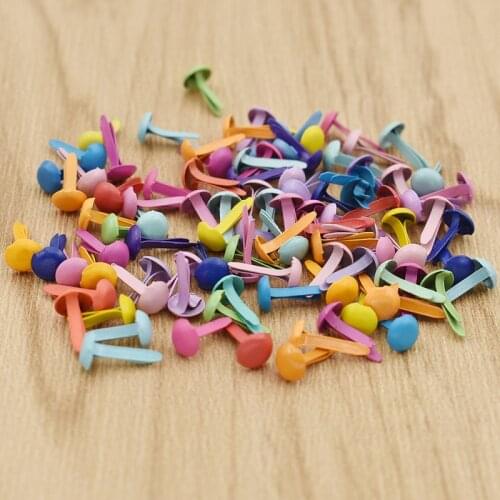100PCS DIY Crafts Mini Round Brads Assorted Mixed Color Brads For Scrapbooking Making Stamping Accessories