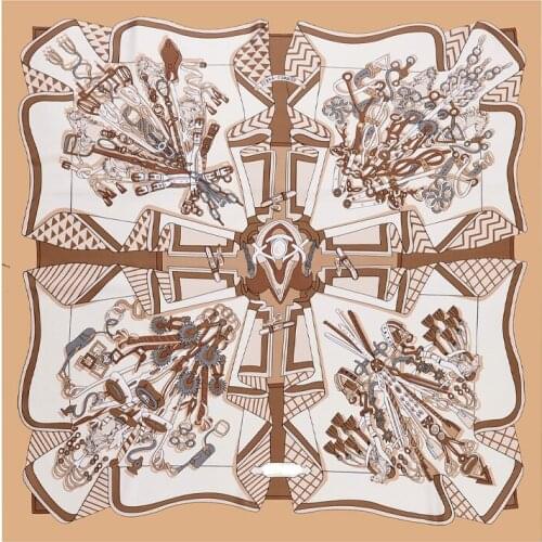 130*130cm TOP Silk Keychain luxurious Scarves Women Foulard Square Hijab Scarf Ladies Shawl wrap muffler pareo female hijab