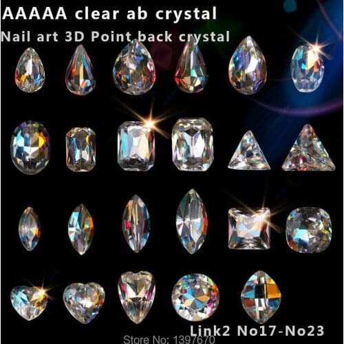 20pcs multi-size Sparkling Crystal AB pointed back glass crystal Rhinestone diamond jewel Nail Art Decoration Manicure Accessory
