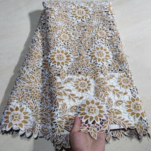 5yards/pc) High quality soft milk lace white and gold African cord lace fabric for party dress 8 colors WYY001