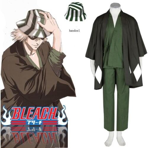Anime Bleach Urahara Kisuke Cosplay Costume With Hat Full Set Custom Made
