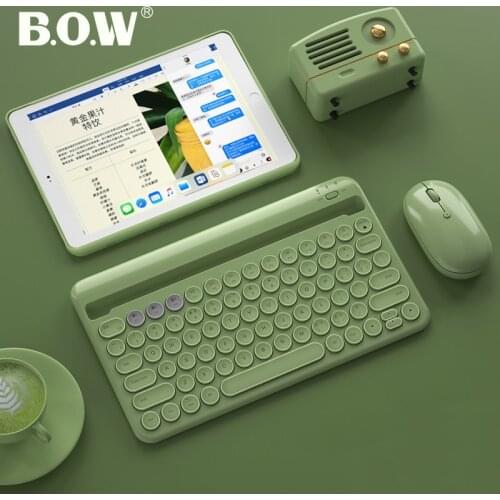 B.O.W Multi-Devices Bluetooth Keyboard Wireless Case with Slot for Tablet Smartphone PC, Slim and Rechargeable 800 Mah Battery