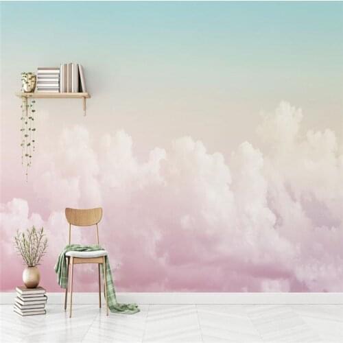 Beibehang Custom Pink sky clouds mural wall paper home decor European background walls wallpaper living room papel de parede 3D