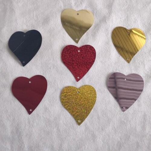 Stage Dress Sew Decorate 55x60mm Large Size 2 Holes Heart Shape Loose Sequin for Wedding Decorate Sequin Chain Pendant Band