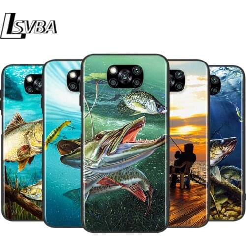Hunting Fishing Art Fish for Xiaomi Redmi K30 K30S Mi 10T Lite Pro Poco X3 NFC X2 M3 M2 F2 Pro C3 F1 Soft Black Phone Case